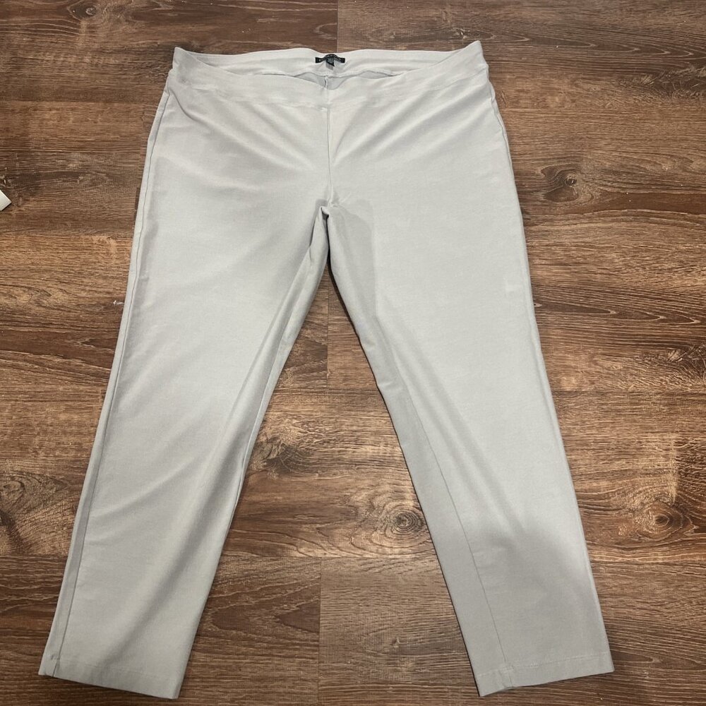 Sz 3x Eileen Fisher‎ gray pants slacks washable stretch crepe preppy relaxed